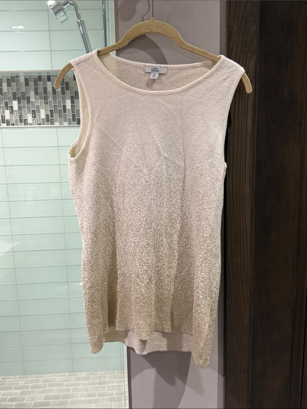 croft & barrow Cream Textured Sleeveless Knit Tank